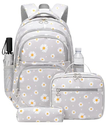 För Skolflicka - Grundskola Set | Blommigt Tryck Set: För grundskolan har en separat bärbar dator. Studenter,, Grå, Consulte la descripción, Se beskrivningen