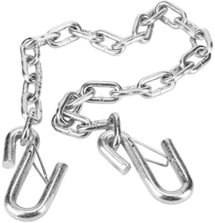 equlup Trailer Safety Chain, 1m/39in 3500lbs Heavy Duty Steel Towing Wire Ropes Double Spring Clip Hooks Transport Chain for Trailer RV Towing Accessory