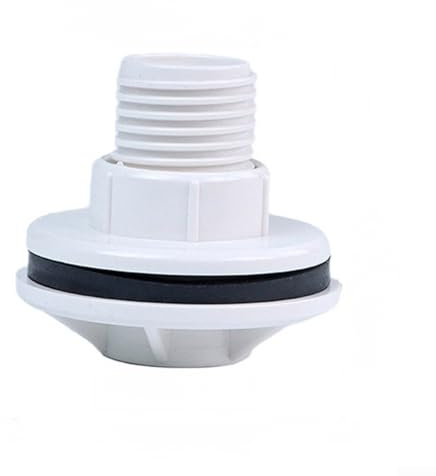 Allthingstore Conector de tanque de agua de PVC con sellado confiable, accesorio de plástico de 20 mm/25 mm para riego de jardín, rosca interna externa de 3/4 pulgadas (25 mm, blanco)
