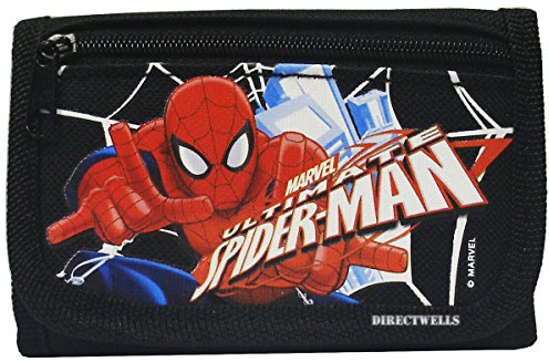 Marvel Spiderman Ultimate Authentic Licensed Trifold Children Wallet (Black), 4.5 X 3.0