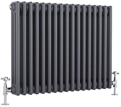 Milano Windsor Anthracite Cast Iron Style Horizontal Triple Column Radiator - 600mm x 785mm