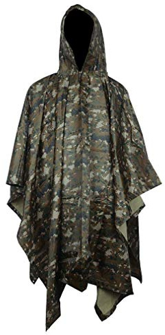 XUE Regnponcho Camo vuxen vattentät återanvändbar multifunktionell nödsituation taktisk PVC-regnrock perfekt för vandring jakt – 100 x 140 cm