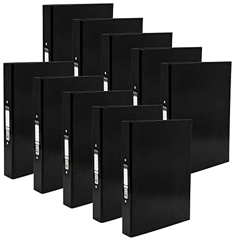 Pukka Pad, Brights A4 Ringbinder Files with 2 O-Ring Mechanism – 10 Pack – 40mm Spine with Customisable Label for Large Amounts of Documents – 32 x 26.3mm, Black