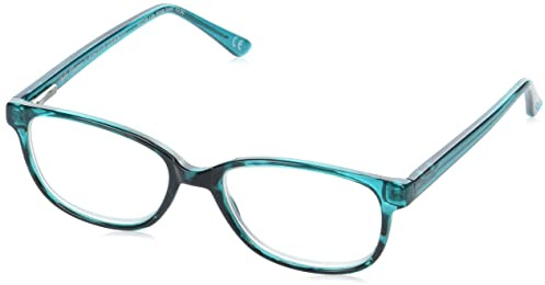 Foster Grant Sofia Vergara x Women's Alicia Reading Glasses Rectangular, Crystal Teal, 50 mm + 2.5