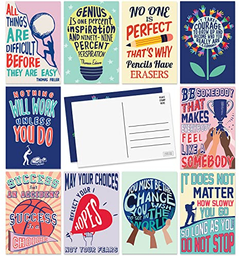 SWEETZER & ORANGE Motivierende Postkarten-Set, 10 x 15 cm, Deko-Flyer für Kinder und Erwachsene, Wachstums-Mindset, Bestätigungsnotizen, Achtsamkeitspapierzettel, Inspirationsdekoration, blanko