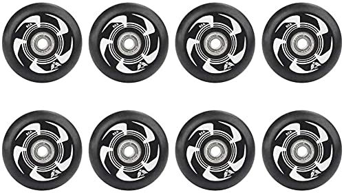 SSCYHT 90A Inline Skate Wheels Hockey Wheels (8 Wheels w/Bearings) Replacement Wheel for Children and Adults Inline Skate,Black,76 mm