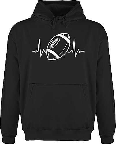 Hoodie Herren Pullover Männer - American - Football Herzschlag - weiß - M - Schwarz - geschenke hoodies fun-kapuzenpullover pulli hudis hoody hoddies/pullies pullis kapuzenpullover kapuzenpulli