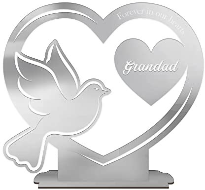Print Maniacs Personalised Fathers Day Plaque Still Loved Still Forever in our hearts Missed Funeral Gift Silver Mirror Grave Marker Memorial Remembrance In Loving Memory Tribute (Grandad)