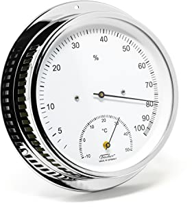 Fischer 5110.98-47 - Klimamesser für Innen – 155 mm Echthaar-Hygrometer und Bimetall-Thermometer - Made in Germany