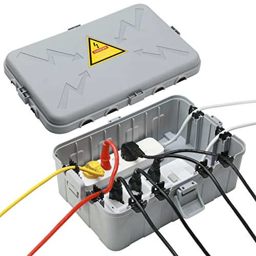 Großer Außenbereich Elektrobox(32x22x13cm), IP54 wasserdichte Abdeckung für Verlängerungskabel, wetterfeste Abdeckungen zum Schutz von Verlängerungskabel, Steckdosenleisten, Zeitschaltuhren-Grau