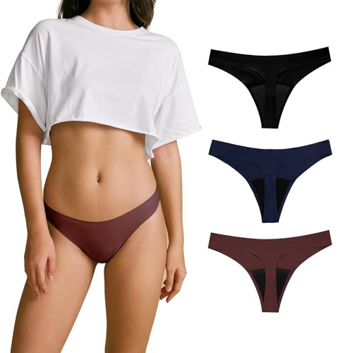 SHARICCA Mutande Ciclo Mestruale Donna Mestruali Perizoma Senza Cuciture Mutande Assorbenti Mestruali Lavabili Donna Intimo Protettive (3 Pack06-Multicolore, M)