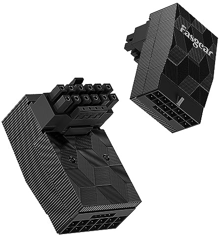 Fasgear 12VHPWR GPU strömadapter 90 grader, 1-pack, typ B | Höger vinkel, PCI-e 5.0 16 (12+4) stift, 600W 12v 2x6 kontakt, för GeForce RTX 3090Ti 4070Ti 4080 4090 5070 Ti 5080 5090