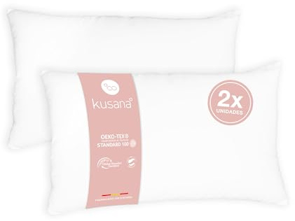 Kusana - Relleno de Cojines Pack 2/4, Microfibrass, Antialérgico, Tacto Pluma (Zen), Indeformable, Adaptable a Todas Las Fundas (30x60, 2)