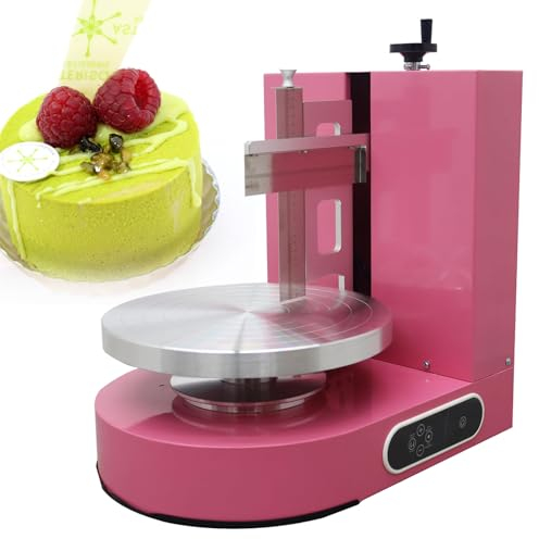 Máquina para untar revestimiento de crema para pasteles Máquina eléctrica para decorar crema para pasteles Velocidad de rotación del plato giratorio ajustable,para pasteles de 4-12 pulgadas,Pink