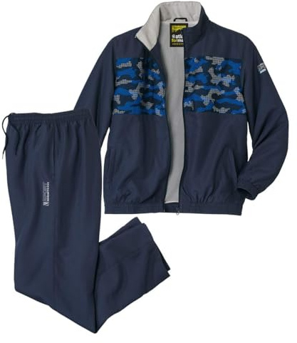 ATLAS FOR MEN - Tuta da jogging in microfibra, disponibile in taglie grandi dalla M alla 5XL, Nero , XXXXL