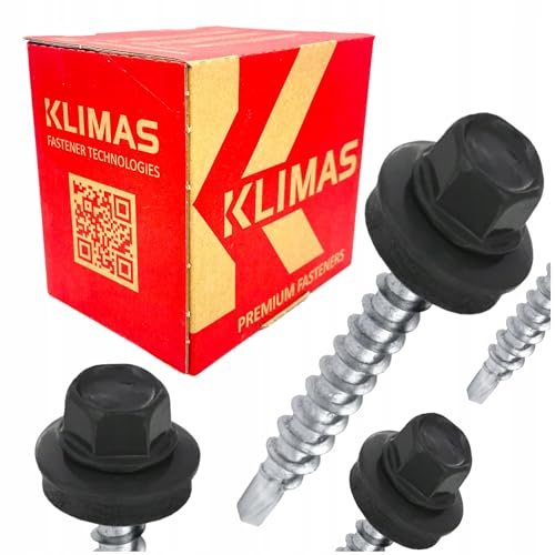 Trapezblechschrauben Selbstbohrende Bohrschrauben - Selbstschneidene Schrauben mit EPDM Unterlegscheiben - Sechskant Metalldachschrauben (100, 7016, 4,8 x 35)