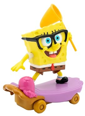 SPONGEBOB SQUAREPANTS Bob Esponja | Deslizador de Caza Medusas – con Figura y Red – Juguete Deslizante sin Pilas 13 cm – Niños 3+ – Nickelodeon
