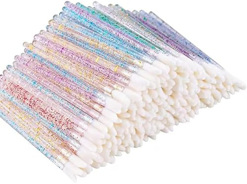 BetterJonny 500 Pieces Lip Brush, Applicator Sticks, Multicolor, Plastic & Lint, Vegan, 3.54 Inch, For Lipstick & Liplining