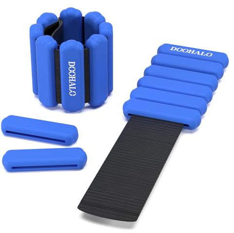 DOOHALO Ankle Weights Wrist Weights for Women Adjustable Weights Arm Leg Weighted Wristbands for Walking Pilates Yoga Aerobics 2 Pieces in Set 2lb per Set (BLUE)