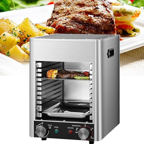 RoyceBee Elektrischer Steakgrill, Steakkocher aus Edelstahl mit 10-stufigem Gewerblichen Steakgrill für den Innenbereich, 1450 °F, für Rindfleisch, Hühnchen, Meeresfrüchte, Gemüse, Toast