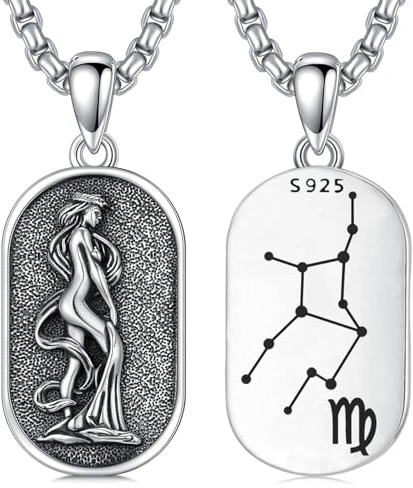enjoylifecreative 12 stjärntecken halsband för män kvinnor 925 sterlingsilver stjärnbilder horoskop hänge kedja födelsedag astrologi smycken presenter för män kvinnor, Sterlingsilver, Ingen ädelsten