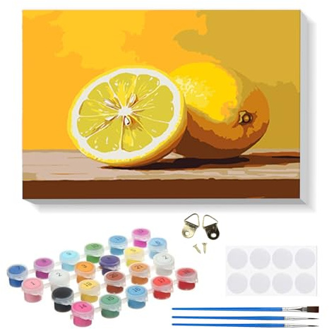 RICUVED Naturaleza Muerta Kit Pintar Por Números Con Bastidor 20x30cm | Pintura Por Números Y Pintar Por Números Naturaleza Muerta Con Rodaja De Limón Con Bastidor Regalo Creativo Para Adultos