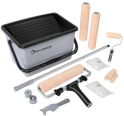 ROLLINGDOG Lot de 21 grands rouleaux de peinture de 30,5 cm avec cadre réglable, housses en microfibre et barre extensible, kit complet pour murs, plafonds/meubles