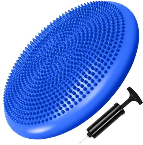 Wobble Cushion Non-Slip Balance Board Inflatable With Air Pump For Core Training Fitness Exercise Sliding Plate For Yoga Stability Disc Balance Pad Ankle Knee Board (BLUE)