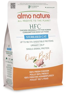 Almo Nature HFC Our Best Sterilised - Dry Food for Adult Cats - Fresh Chicken, Monoprotein - Human Grade, Gluten Free, for Weight Control - 300g