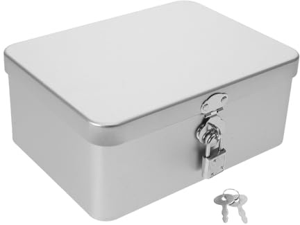 KOMBIUDA Caja Metálica Pequeña con Cerradura y Llave Caja de Almacenamiento Vintage de Hojalata para Joyería Maquillaje y Organizador Retro para Hogar y Oficina