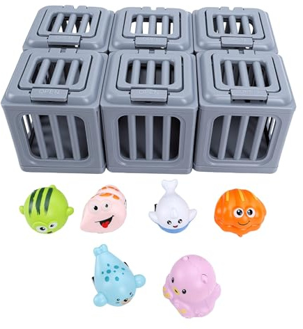 Drfeify Jouets de Plongée dans la Piscine pour Enfants, Jouets de Plongée sous-Marine en Plastique 7x7x8cm, 6 Animaux Flottants, Ensemble de Jeu de Piscine pour la Pratique de la Natation, Jeux de