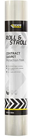 Everbuild EVBROLL50 Roll and Stroll Contract Carpet Protector, Self Adhesive Carpet Protector, Clear, 600 mm x 50 m