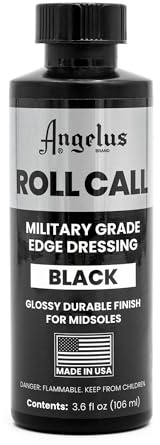 Angelus Roll Call Military Grade Edge Dressing – 3.6 Oz Black High-Gloss Finish for Leather Shoe Soles – Professional Shoe Care Polish