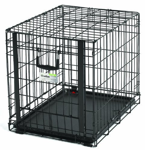 MidWest Homes for Pets Small Ovation Single Door Folding Dog Crate, 61 cm, Space-Saving Patented Up & Away Door, Leak-Proof Pan, Divider Panel, Black