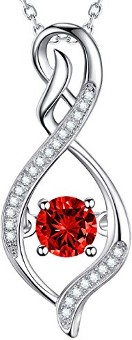 GinoMay Granate Collar Mujer Enero Regalos de Cumpleaños Mamá Esposa Amor Eterno Infinito Joyas Plata de Ley 925