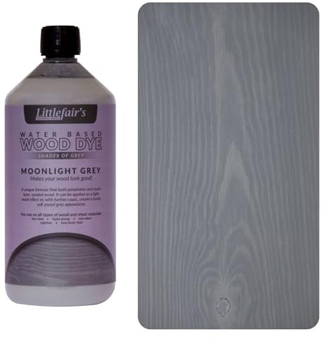 Littlefair's Teinte Bois 1ltr - Teinture Bois Écologique À Base D'Eau et Sûre - Lasure Bois Intérieur à Séchage Rapide - Peinture Lasure pour Bois Nettoyage Facile - Couleur:Gris clair de lune