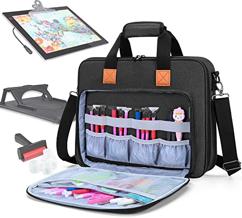 Luxja Sac de Transport pour Tablette Lumineuse A4 et Outils de Peinture de Diamant, Sac de Rangement pour Diamond Painting Accessoires et Tablette Lumineuse (pour Tablette Lumineuse A4), Noir
