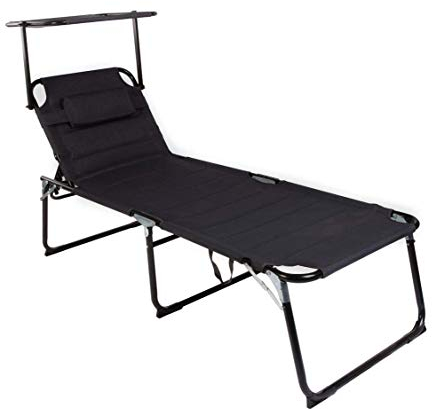 Mojawo XXL Gartenliege Sonnenliege Relaxliege Liege Aluminium mit Kissen gepolstert klappbar Schwarz L200xB70xH45/95cm Belastbar bis 150kg
