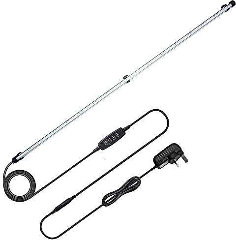 VARMHUS LED akvariebelysning, akvarielampa vit och blå färgskiftande dränkbar akvarium lampa med liten enkel akvariumtimer för soluppgång och solnedgång (112 cm, blå + vit)