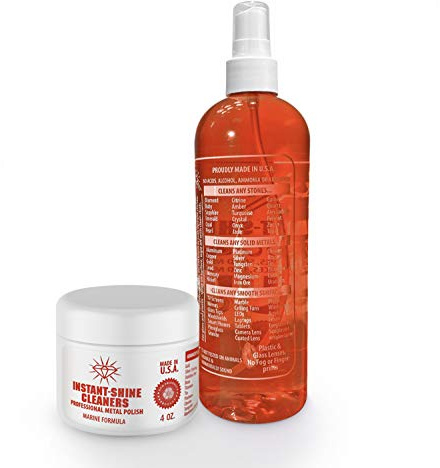 Instant Shine Cleaners Professional Jewelry Cleaning Kit with 4oz Tarnish Remover Cream & 16 fl oz Ultrasonic Solution for Sterling Silver, Gold, White Gold, Platinum & Ultrasonic Machine