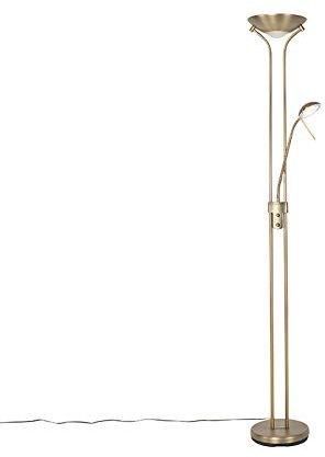 Qazqa Clásico/Antiguo Lámpara de pie moderna bronce flexo LED REGULABLE 500-1800lm - DIVA Vidrio/Acero Alargada Incluye LED Max. 1 x 23 Watt