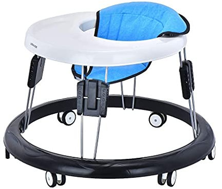 YXCKG Lauflernhilfe Baby ab 6 Monate, Easy Fold Activity Lauflernhilfe Anti-Rollover Lauflernhilfe mit stabilem Rahmen, 6 Universalräder, leicht zu reinigendes Tablett (Color : Blue)