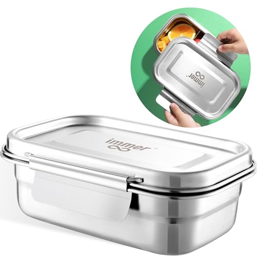 immer Edelstahl Brotdose - Nachhaltige Bento Lunchbox, auslaufsicher, plastikfrei, leicht zu reinigen und perfekt für Unterwegs (800, EasyLock)