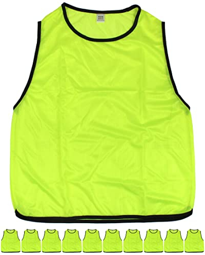 SPORTIKEL24 11 Trainings-Leibchen für Erwachsene – zum Markieren von Mannschaften – Sport Bibs ohne Logo – für Damen & Herren (Neongelb)