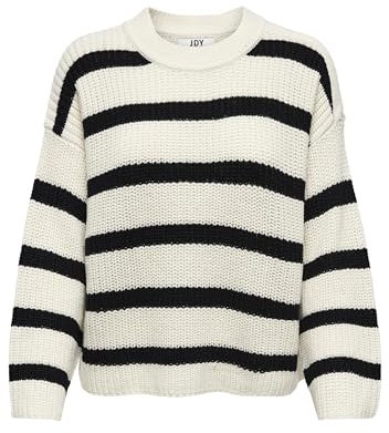 JDY Damen JDYjusty L/S Stripe Knt Noos Jumper Pullover, Eggnog, M EU