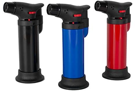 RevolutionLine - Mechero soplete de gas | Flambeador, gratinador repostería y cocina | Encendedor recargable con gas estándar | Regulador de potencia de la llama | Sistema seguridad anti encendido