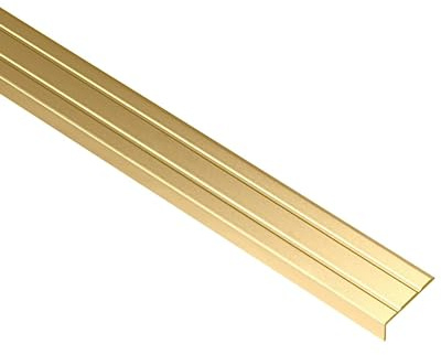 Gedotec Trappkantprofil självhäftande | 1 styck – Stegkantprofil aluminium mässing | 1 000 mm | Golvprofil utan hål för limning | Vinkelskyddsprofil 25 x 20 mm | Aluminiumvinkelprofil med riller