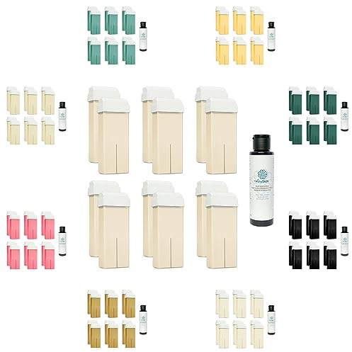 100 ml fettlösligt hårborttagningsvax - påfyllning för manipulering för rulle vaxvärmare - vaxepilering 12 stycken - Zink + hyllning olja efter vax Anyskin® 100 ml