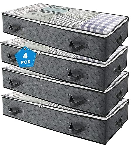 4 stück unterbettkommode,unterbett aufbewahrungsbox plastik,unterbetten aufbewahrungsbox,Faltbare Aufbewahrungstasche Kleideraufbewahrung,Schrank Organizer fürBettdecken Kleidung Bettzeug Decken Kisse