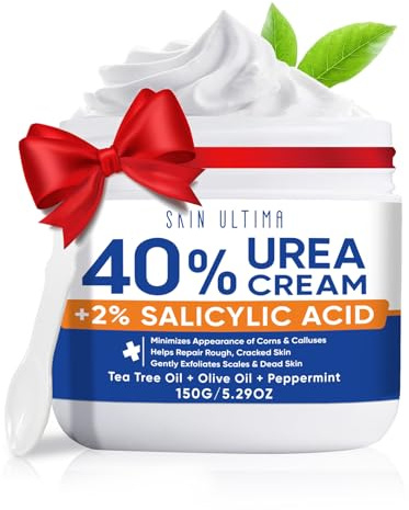 SKIN ULTIMA Urea Cream 40 Percent Plus 2% Salicylic Acid, 40% Urea Cream for Feet Maximum Strength, Foot Cream for Dry Cracked Feet, Heels, Knees, Hands & Elbows, Intensive Repair & Moisture, 5.29 oz